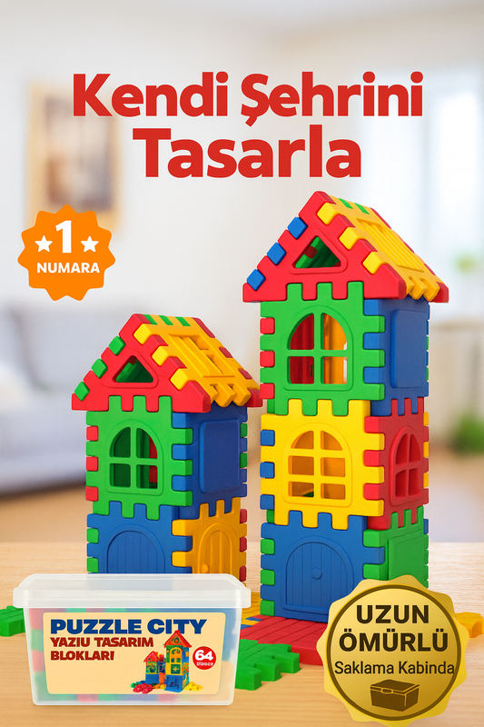 Puzzle City 3d Yapı Ve Tasarım Blokları 64 Parça